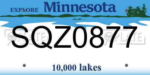 SQZ0877 Minnesota License Plate