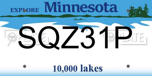 SQZ31P Minnesota License Plate