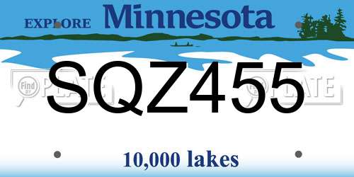 SQZ455 Minnesota License Plate