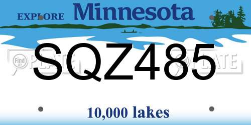 SQZ485 Minnesota License Plate