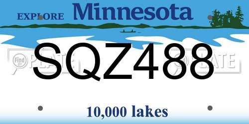 SQZ488 Minnesota License Plate