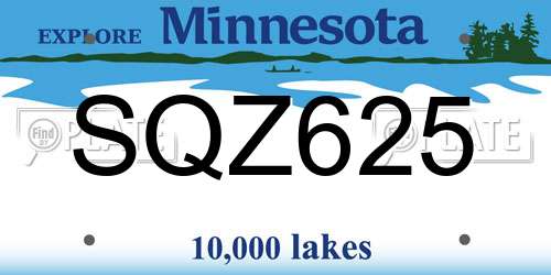 SQZ625 Minnesota License Plate