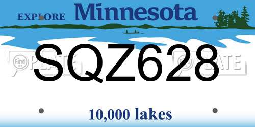 SQZ628 Minnesota License Plate