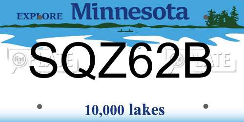 SQZ62B Minnesota License Plate