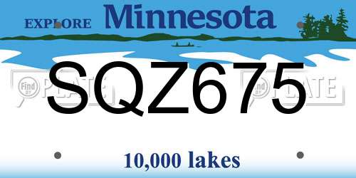 SQZ675 Minnesota License Plate