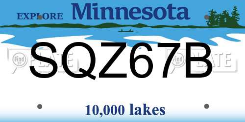 SQZ67B Minnesota License Plate