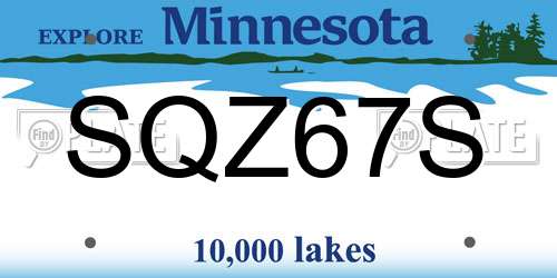 SQZ67S Minnesota License Plate