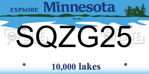 SQZG25 Minnesota License Plate