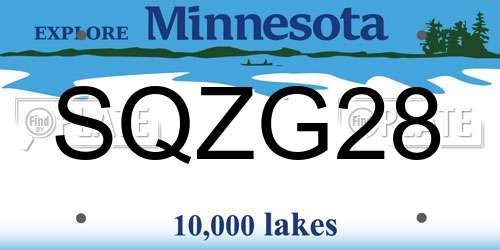 SQZG28 Minnesota License Plate