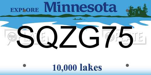 SQZG75 Minnesota License Plate
