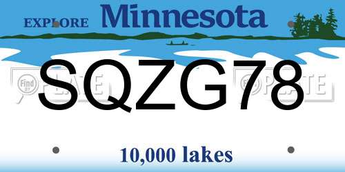 SQZG78 Minnesota License Plate