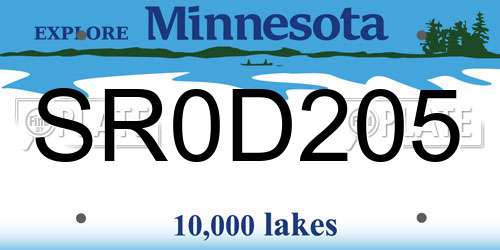 SR0D205 Minnesota License Plate