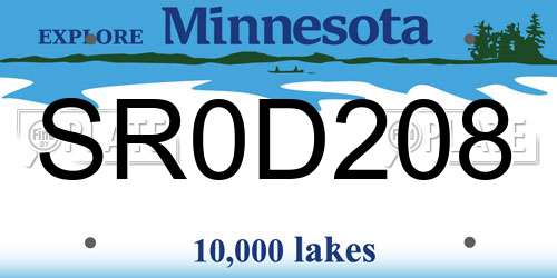 SR0D208 Minnesota License Plate