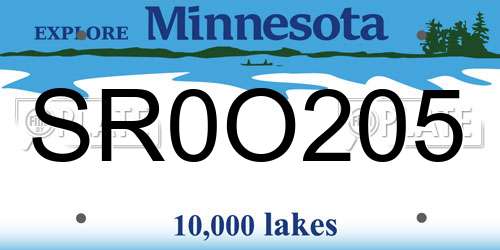 SR0O205 Minnesota License Plate