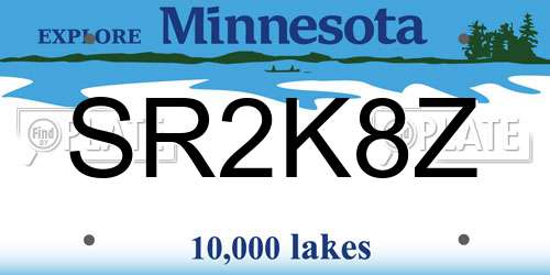 SR2K8Z Minnesota License Plate