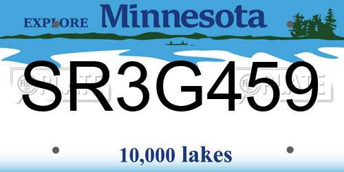 SR3G459 Minnesota License Plate