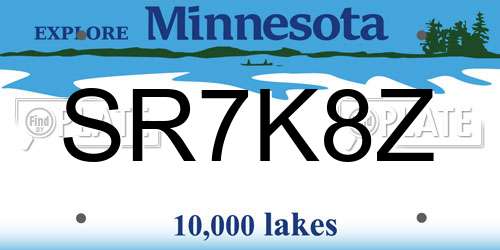 SR7K8Z Minnesota License Plate