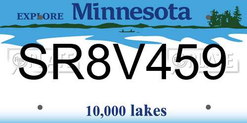 SR8V459 Minnesota License Plate