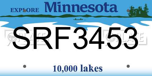 SRF3453 Minnesota License Plate