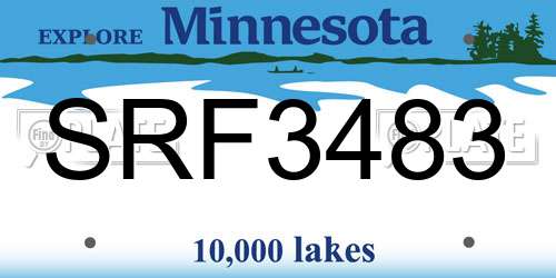 SRF3483 Minnesota License Plate