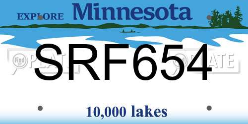 SRF654 Minnesota License Plate