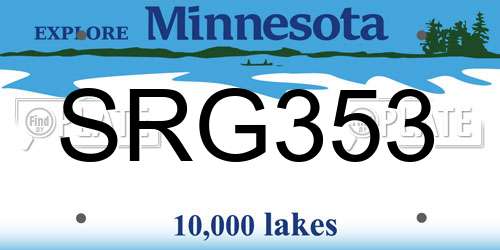 SRG353 Minnesota License Plate