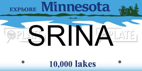 SRINA Minnesota License Plate