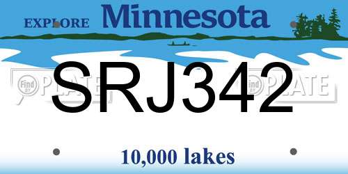 SRJ342 Minnesota License Plate