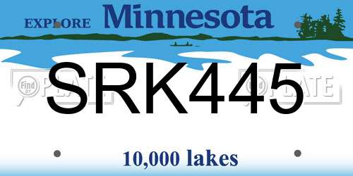 SRK445 Minnesota License Plate