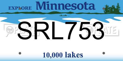 SRL753 Minnesota License Plate