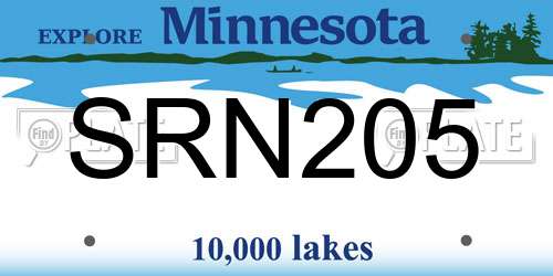 SRN205 Minnesota License Plate