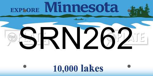 SRN262 Minnesota License Plate