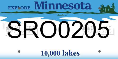SRO0205 Minnesota License Plate
