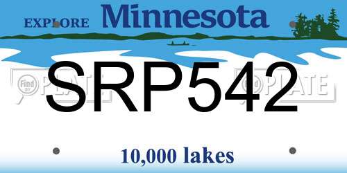 SRP542 Minnesota License Plate
