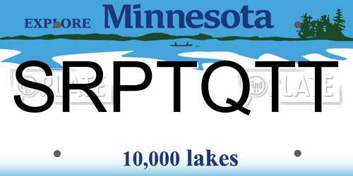 SRPTQTT Minnesota License Plate