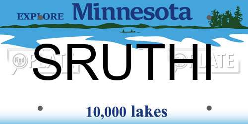 SRUTHI Minnesota License Plate