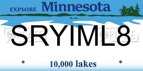 SRYIML8 Minnesota License Plate
