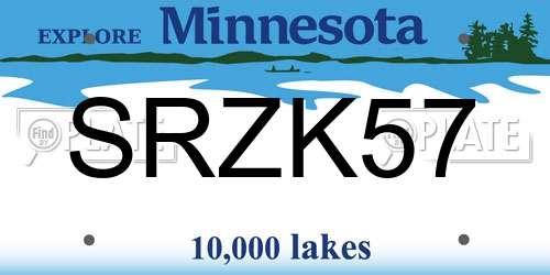 SRZK57 Minnesota License Plate