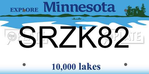 SRZK82 Minnesota License Plate
