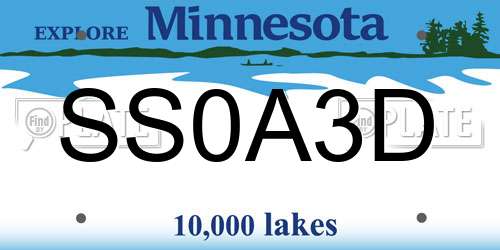 SS0A3D Minnesota License Plate
