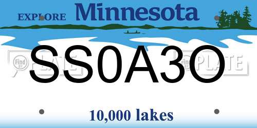 SS0A3O Minnesota License Plate