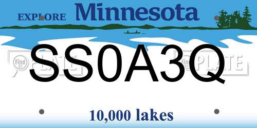 SS0A3Q Minnesota License Plate