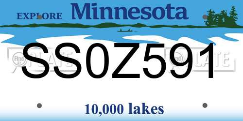 SS0Z591 Minnesota License Plate