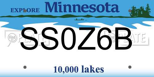 SS0Z6B Minnesota License Plate