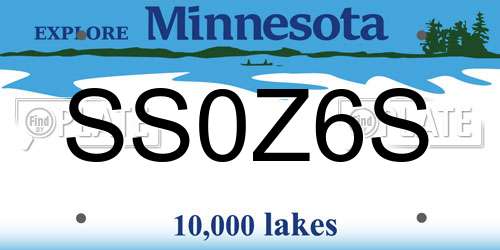 SS0Z6S Minnesota License Plate