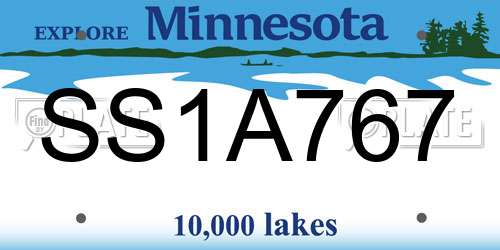 SS1A767 Minnesota License Plate