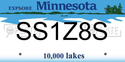 SS1Z8S Minnesota License Plate