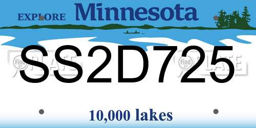 SS2D725 Minnesota License Plate