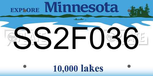 SS2F036 Minnesota License Plate