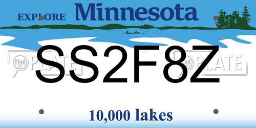 SS2F8Z Minnesota License Plate